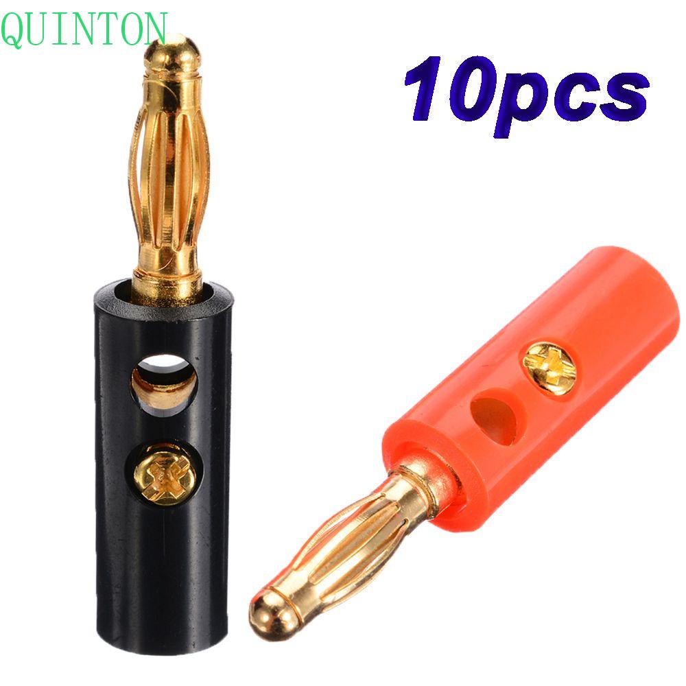 QUINTON 10pcs Banana Plug Speaker Adaptor Connectors Black Red 4mm Wire Cable Gold Plated Audio Golden Adapter/Multicolor