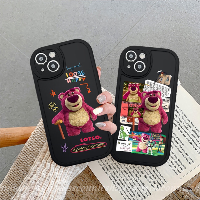 Oppo A17 A57 A12 A15 A78 A17K A54 A95 A58 A7 A5s A16 A16K A96 A77s A9 A5 A74 A76 Reno5 8 5F 7 7Z A53 A31 A16E A1K A3S A55 A92 Kartun Manyo Cute Straeberry Bear Couple Lembut Sarung