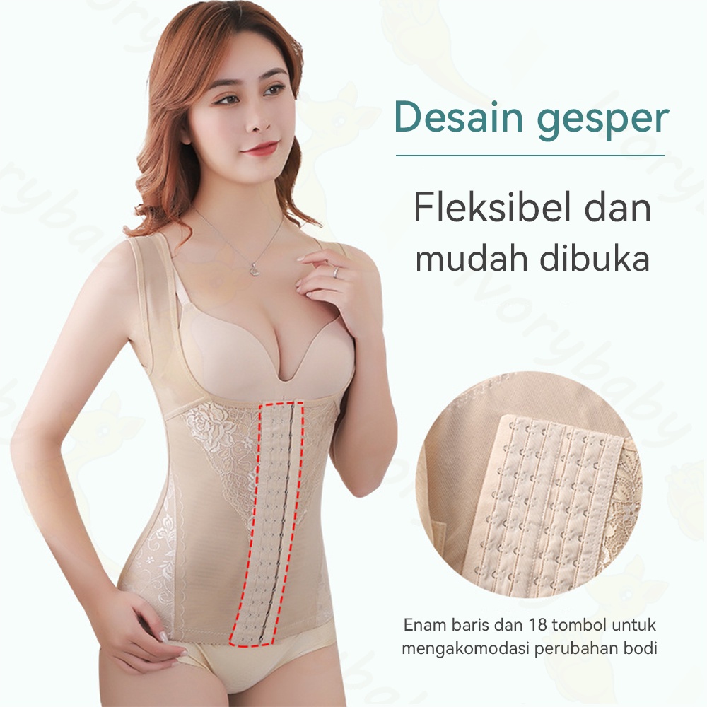 Ivorybaby Korset pelangsing perut buncit wanita Korset long torso 6 baris Korset slimming suit