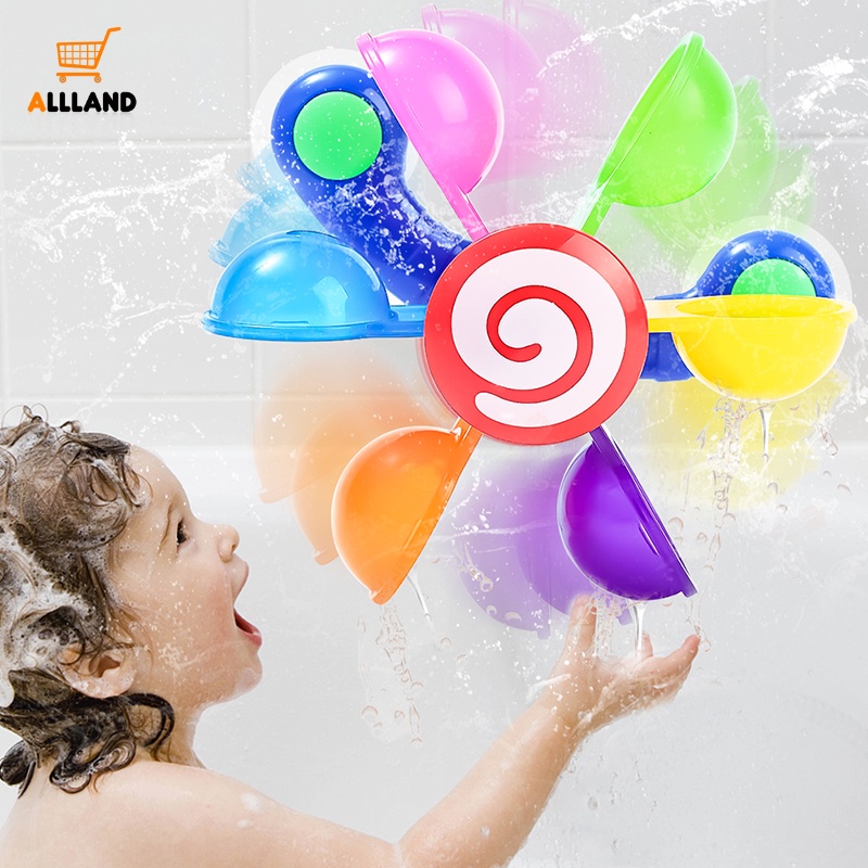 1pc Warna Random Bathtub Suction Cup ABS Kincir Angin Kecil/Mainan Mandi Kincir Air Berputar Menyenangkan/Alat Peraga Permainan Shower Anak-Anak Kreatif