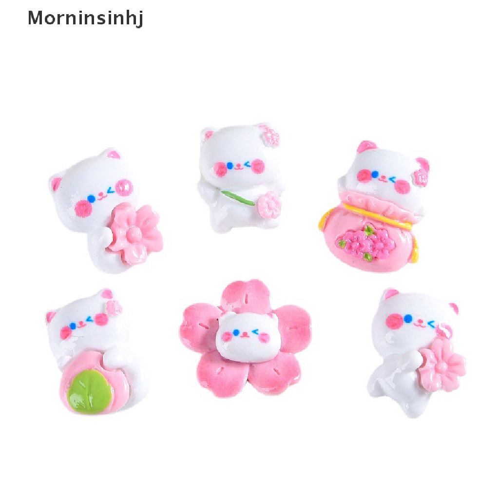 Mornin 10 Pcs Kartun Ransel Bunga Sakura Kucing Resin Aksesoris Datar Kembali Scrapbooking DIY Perhiasan Craft Dekorasi Phone Case Kulkas Stiker id