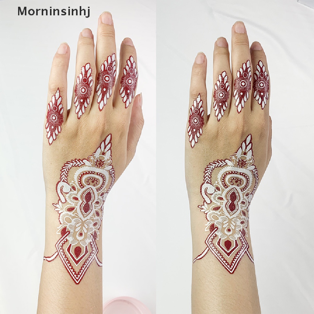 Mornin India Henna Tato Temporer Tahan Air Wanita Panjang-Waktu Stiker Mehndi Paing Tubuh Seni Festival Aksesoris id