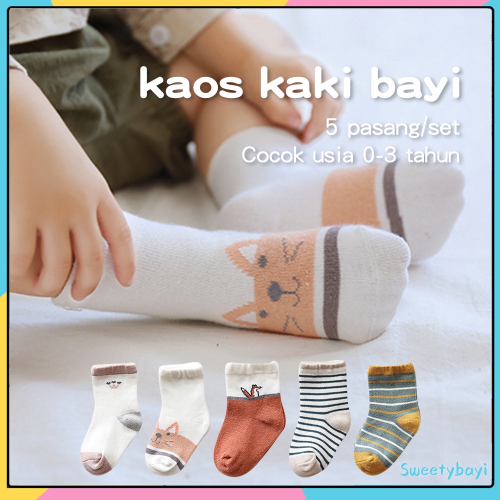 SweetyBayi 5in1 Kaos kaki bayi anak motif karakter Kaus kaki bayi children socks 0-3 tahun