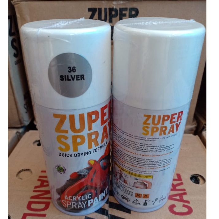 Zuper Spray Paint Pilok Pilox Warna Silver / Perak (P36) 150cc/150ml