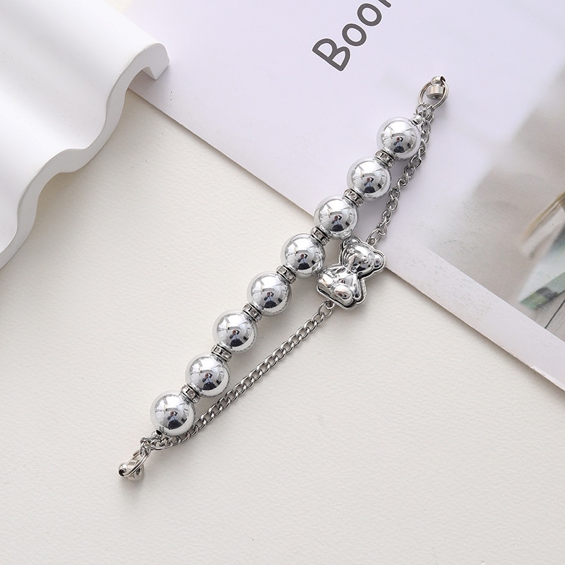 Perak Rantai Ganda Cinta Beruang croc Fashion Chain Shoe Decoration DIY-croc Aksesoris Sepatu