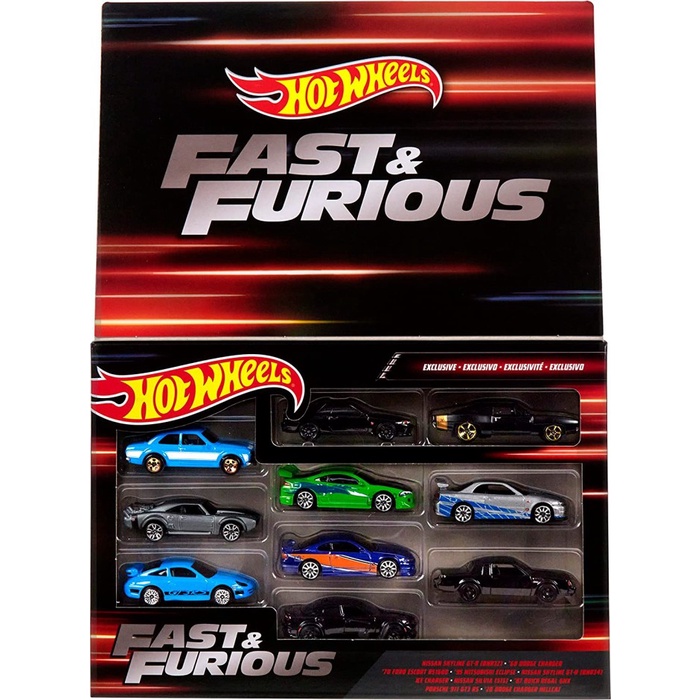 Hotwheels Fast Furious 10 Pack with Exclusive Skyline &amp; Dodge Charger