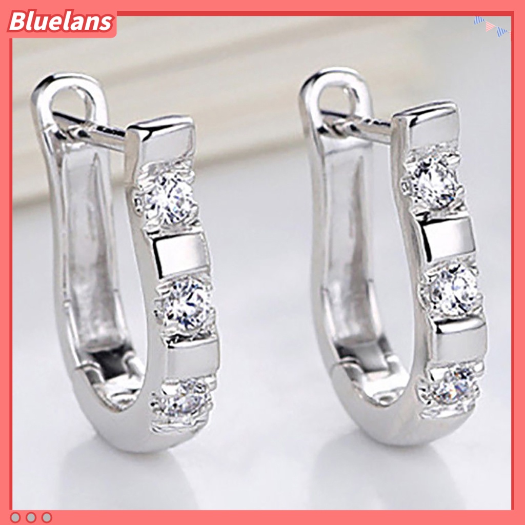 {In Stock} 1pasang Fashion U-Shape Cubic Zircon Hias Wanita Pesona Perhiasan Pesta Anting Tindik