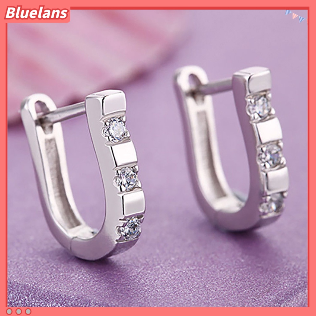 {In Stock} 1pasang Fashion U-Shape Cubic Zircon Hias Wanita Pesona Perhiasan Pesta Anting Tindik