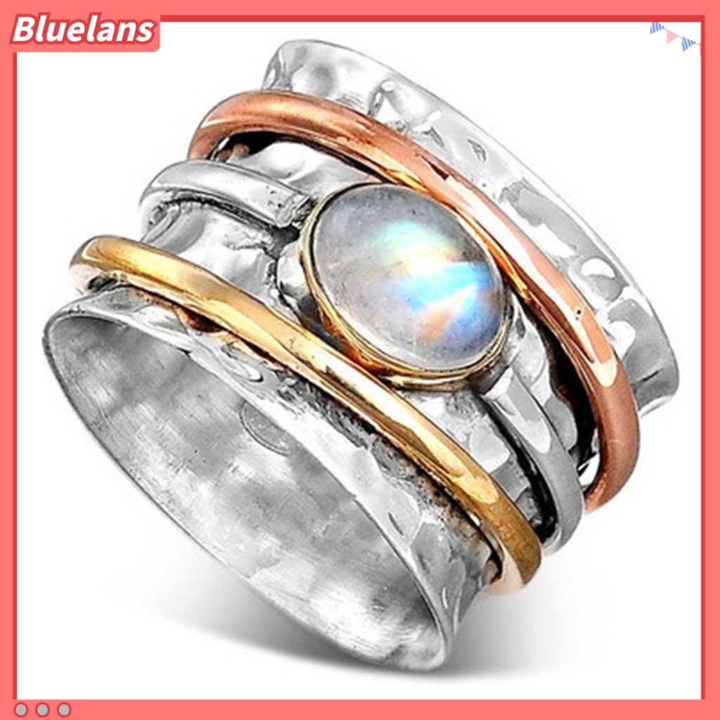 {In Stock} Cincin Pria Bohemian Vintage Hias Turquoises Tiga Warna Finger Ring Untuk Pacaran