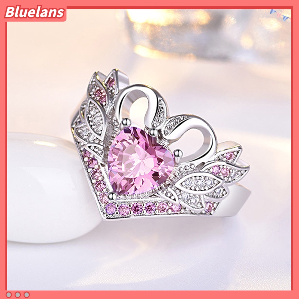 {In Stock} Sepasang Bentuk Angsa Wanita Cincin Cubic Zirconia Alloy Hati Hollow Shiny Finger Ring Perhiasan Aksesori