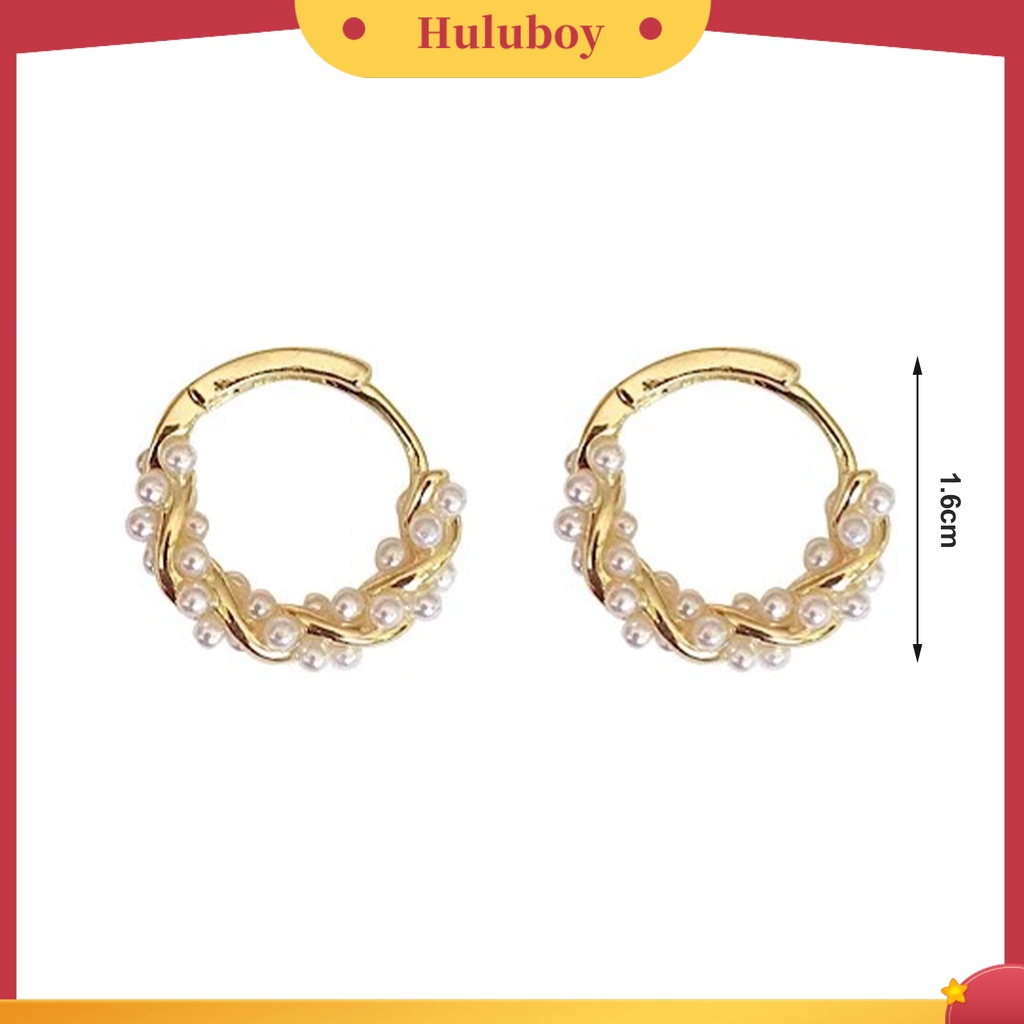 {Ready Stock} 1pasang Anting Hoop Cahaya Mewah Temperamen Mutiara Imitasi Minimalis Geometris Hias Hadiah Wanita Anting Lingkaran Perhiasan Pesta Aksesori Busana