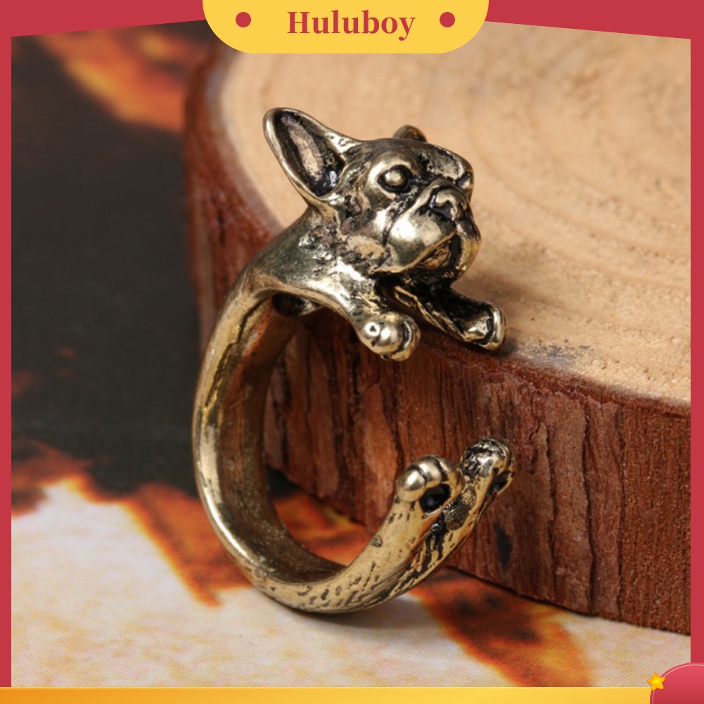 {Ready Stock} Adjustable Retro Bulldog Bukaan Cincin Unisex Hewan Lubang Banteng Anjing Punk Perhiasan