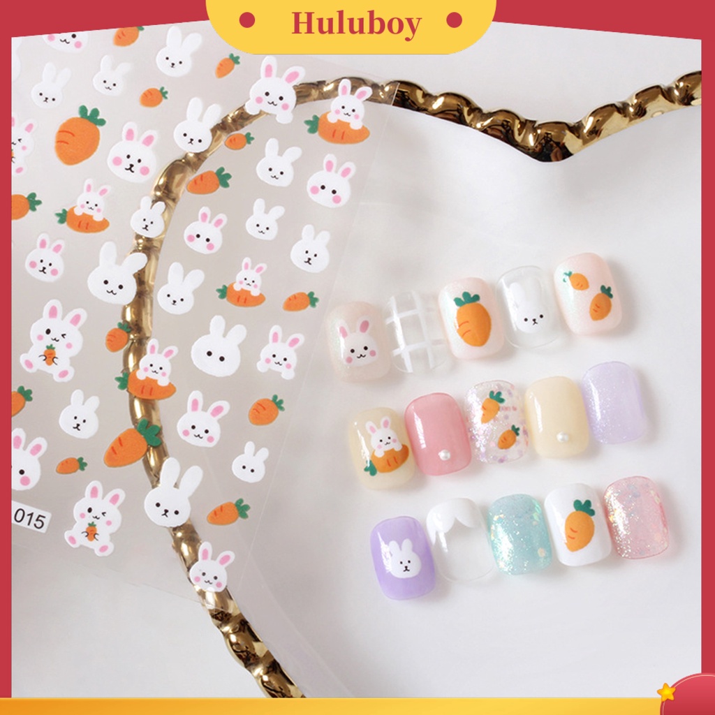 {In Stock} Stiker Perekat Kuku Lovely DIY Paper Roses and Rabbits Nail Decals Untuk Wanita