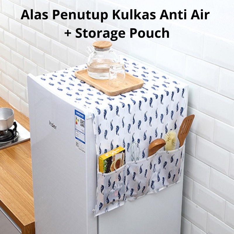 Cover Penutup Kulkas Anti Air Debu Cover Refrigerator + Storage Pouch