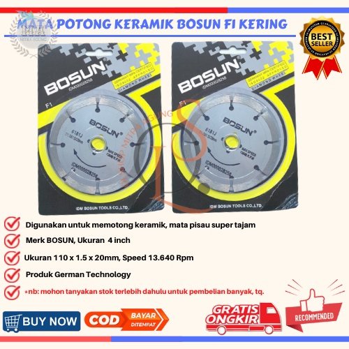 Mata Gurinda Potong Keramik BOSUN Kering 4&quot; Inch Gerinda Wheel F1 OLS Mata Potong Keramik Bosun Kering Batu Potong Keramik F1 Bosun TERMURAH [COD]