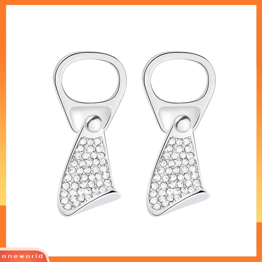 [OWR] 1pasang Wanita Anting Geometris Berlian Imitasi Menawan Pengerjaan Halus Berkilau Berdandan Hypoallergenic Toples Tarik Cincin Kreatif Stud Earrings Perhiasan Aksesori