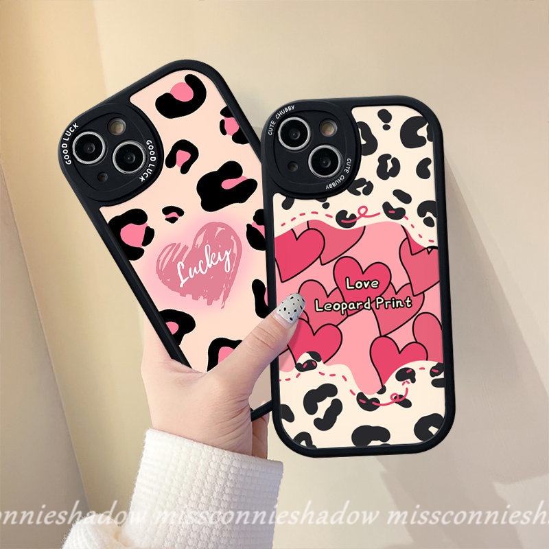 Casing Pasangan Infinix Hot 10 Lite Hot 9 10 Play 10T 11 10s 11s Smart5 6 Note8 Lucky Love Heart Soft Couples Case Fashion Motif Leopard Soft Tpu Back Cover