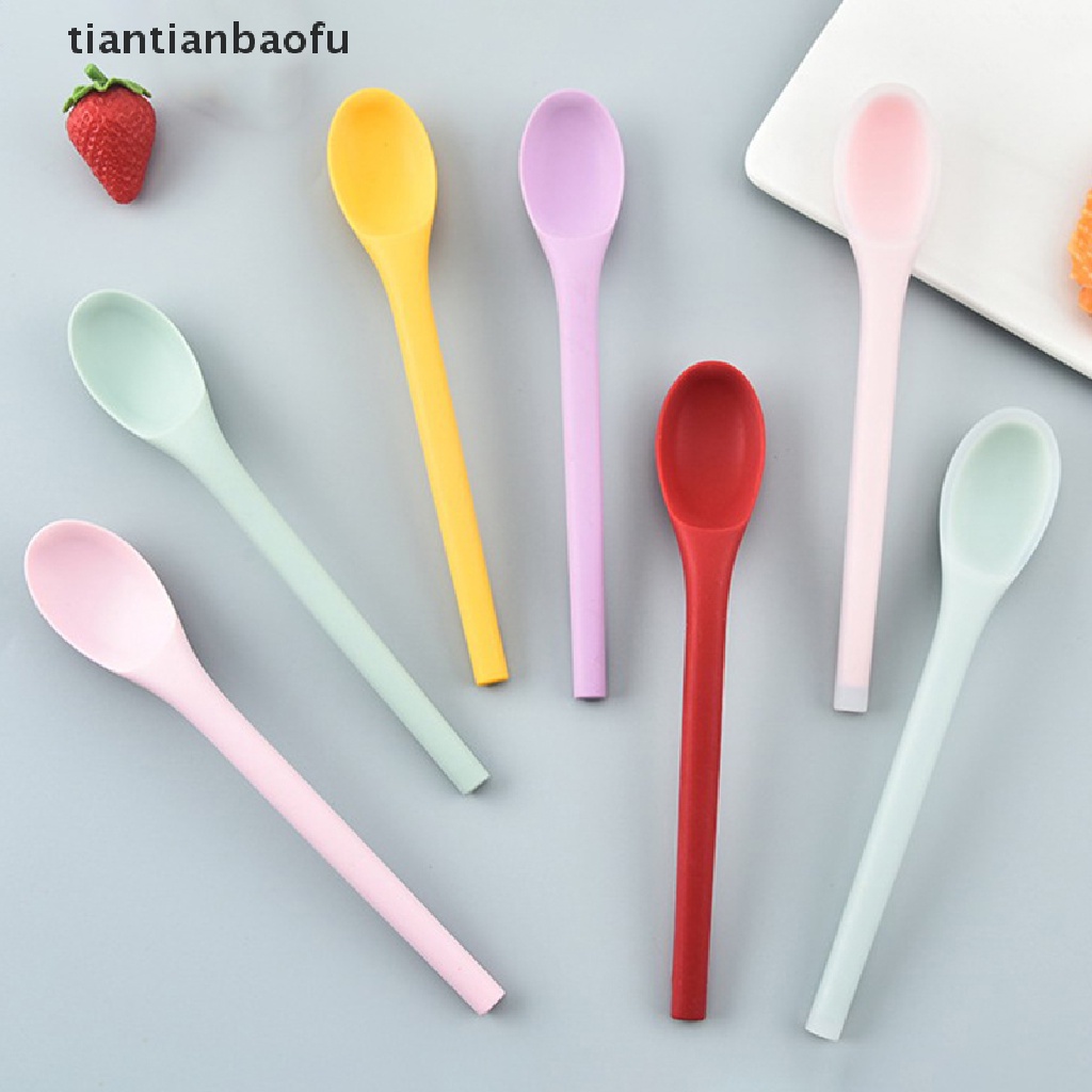 [tiantianbaofu] Multi Purpose Silicone Spoon Gagang Panjang Sendok Sup Nasi Mixing Dessert Ice Cream Spoon Sendok Teh Sendok Kopi Peralatan Makan Dapur Butik