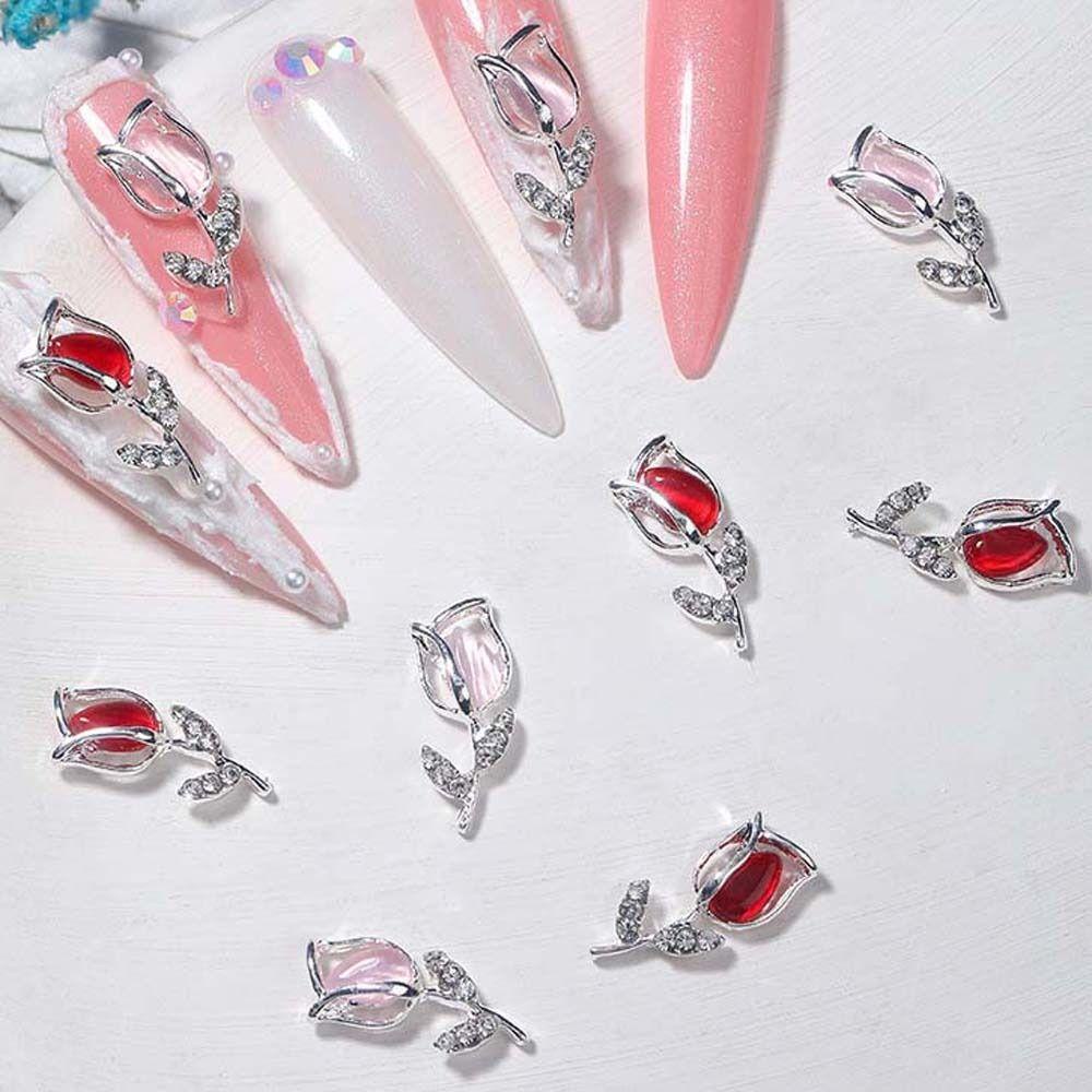 AUGUSTINA Agustina Bunga Hiasan Kuku Fashion Nail Charms Cahaya Mewah Nail Art Jepang 3D Nail Art Drills