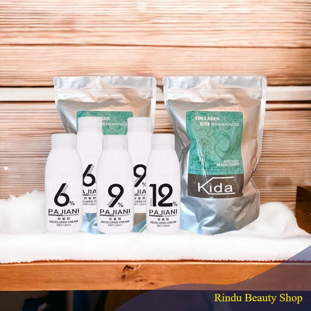 KIDA BLEACHING PUTIH + Pajiani Bleaching Rambut GRADE PREMIUM LEVEL 9 MAGIC BLEACH POWDER KOREAN