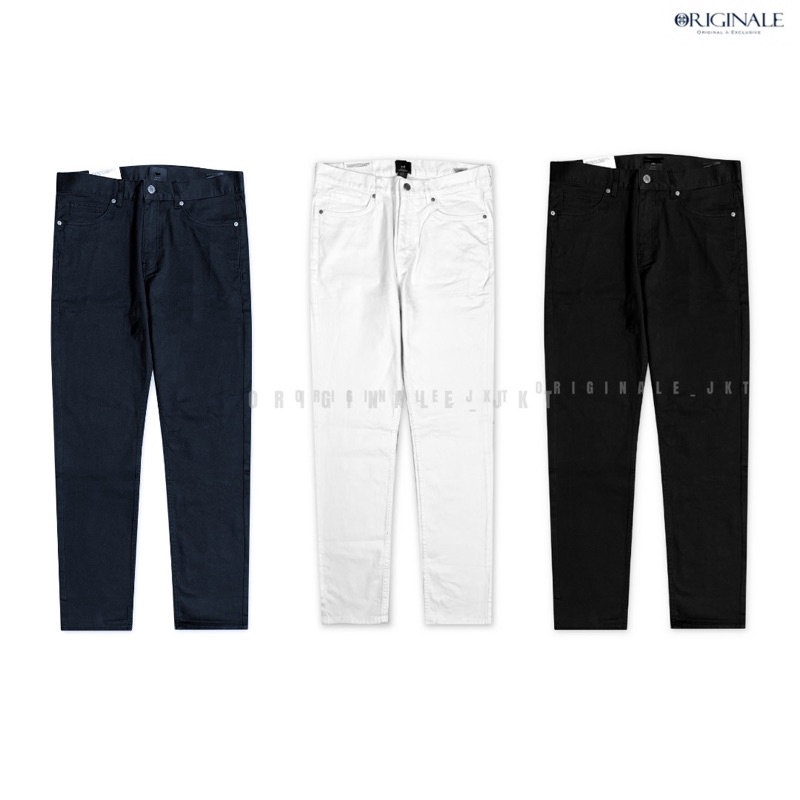 Celana pria Skinny Fit Cotton Twill Trousers by HM