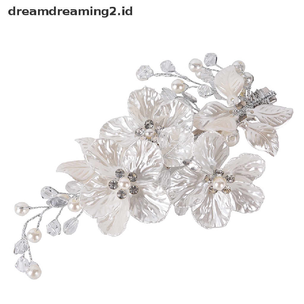 (hot) Bridal Kristal Mutiara Bunga Hair Clip Perhiasan Rambut Pernikahan Aksesori Rambut//