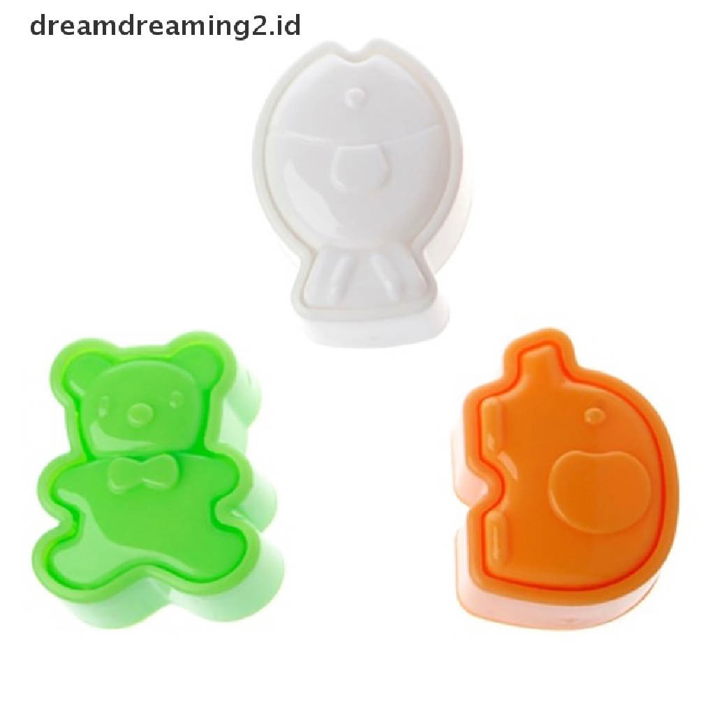 (hot) 3pc/set Kartun sushi Rice Ball Cetakan Bentuk Hewan Bento sushi Shaper Suplemen Makanan Anak Alat sushi Aksesoris Dapur//