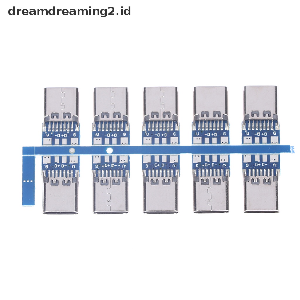 (hot) 10pcs Konektor USB 3.1 Tipe C 14pin Female Socket Wadah Melalui Lubang//