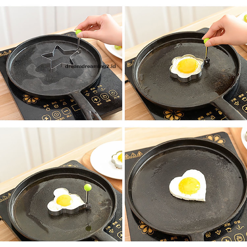 (hot) Stainless Steel 5pcs Cetakan Dadar Pancake Telur Goreng Alat Masak Telur Goreng//
