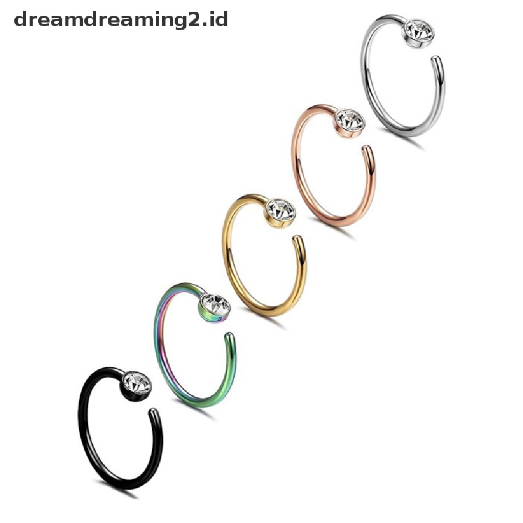 (hot) 1pc Fashion Steel Nostril Nose Hoop Untuk Wanita Stud Ring Clip on Palsu//