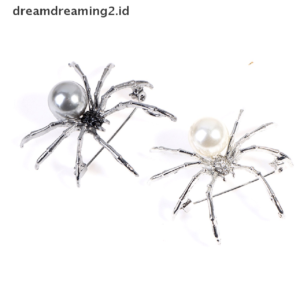 (hot) 1pc Spider Pearl Bros Korsase Perempuan Hadiah Aksesoris Pria Fashion Perhiasan//