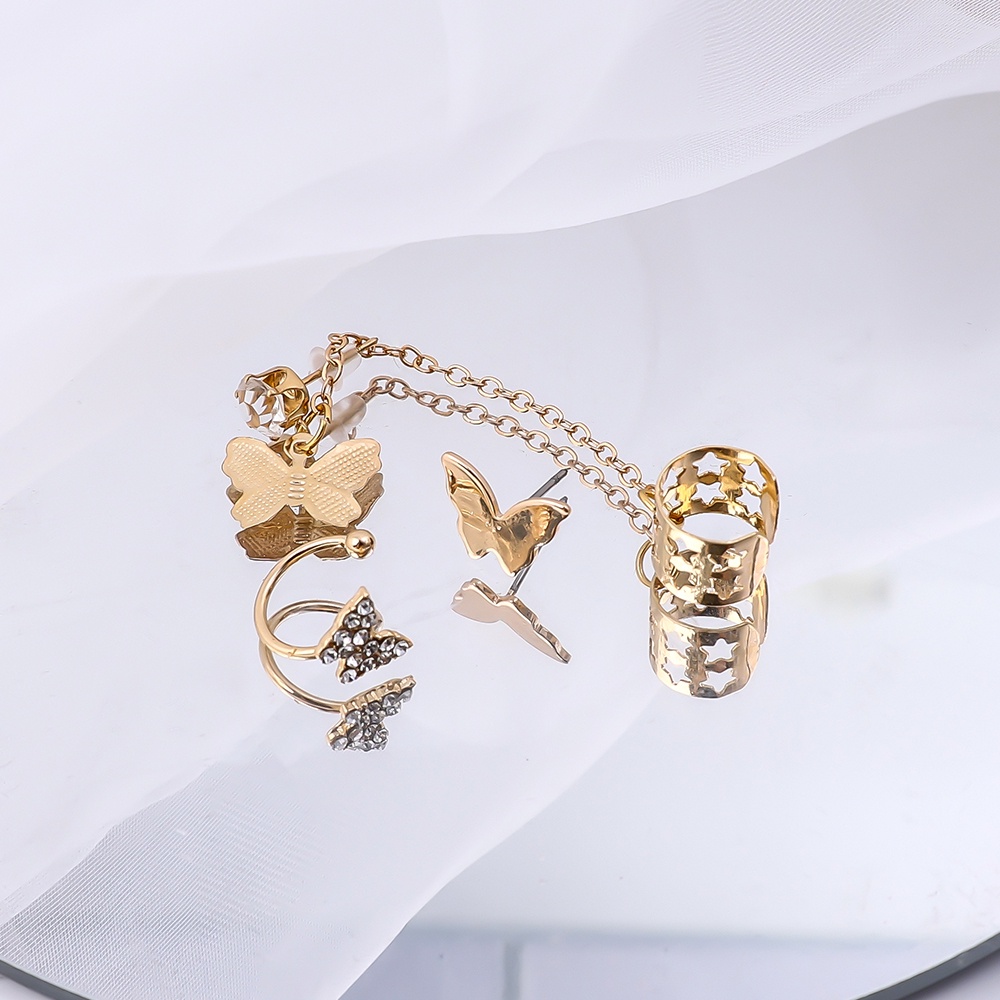 Klip Telinga Kupu-Kupu Yang Dipersonalisasi Vintage/Anting Tetesan Berongga Kreatif/Tanpa Tindik Fashion Aksesoris Perhiasan Elegan