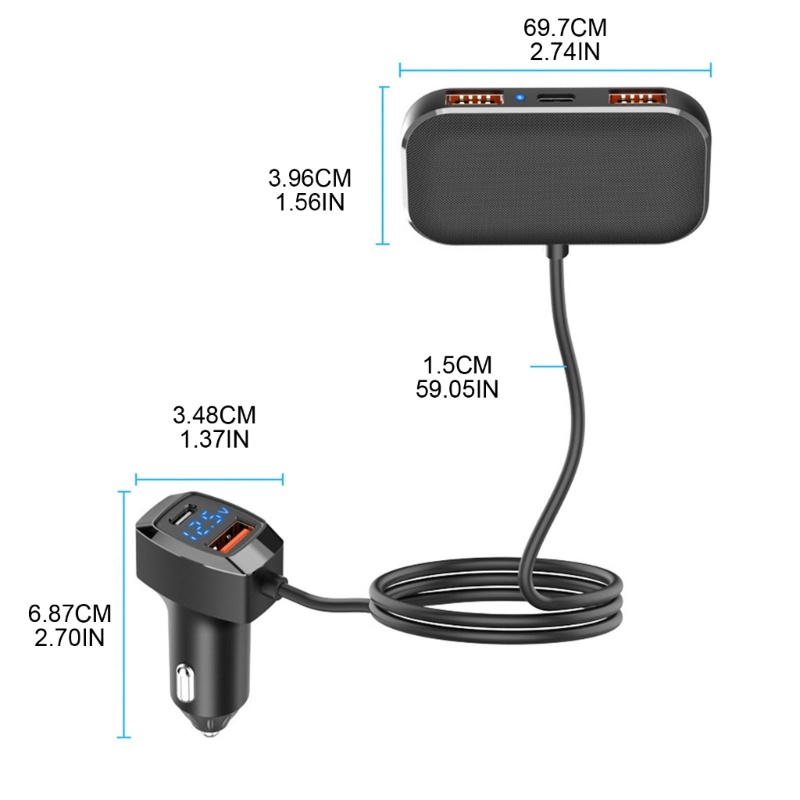 Charger Mobil USB zzz 5port 31W Super Cepat Fast Charging PD 30W QC3 0mobil USB Charger Dengan Kabel