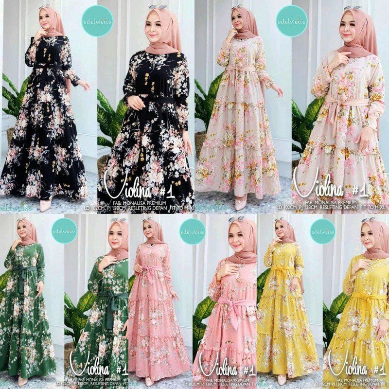 GAMIS SAKURA//GAMIS MOTIF SAKURA TERBARU//GAMIS KATUN BUNGA SAKURA_GAMIS KATUN 2023