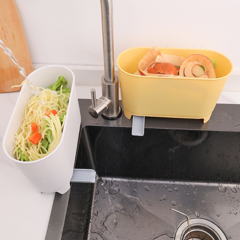Home Rotatable Sink Strainer Drain Pengering Sayuran Buah Sisa Makanan Kotak Penyimpanan Saringan Sup Sampah Aksesoris Dapur