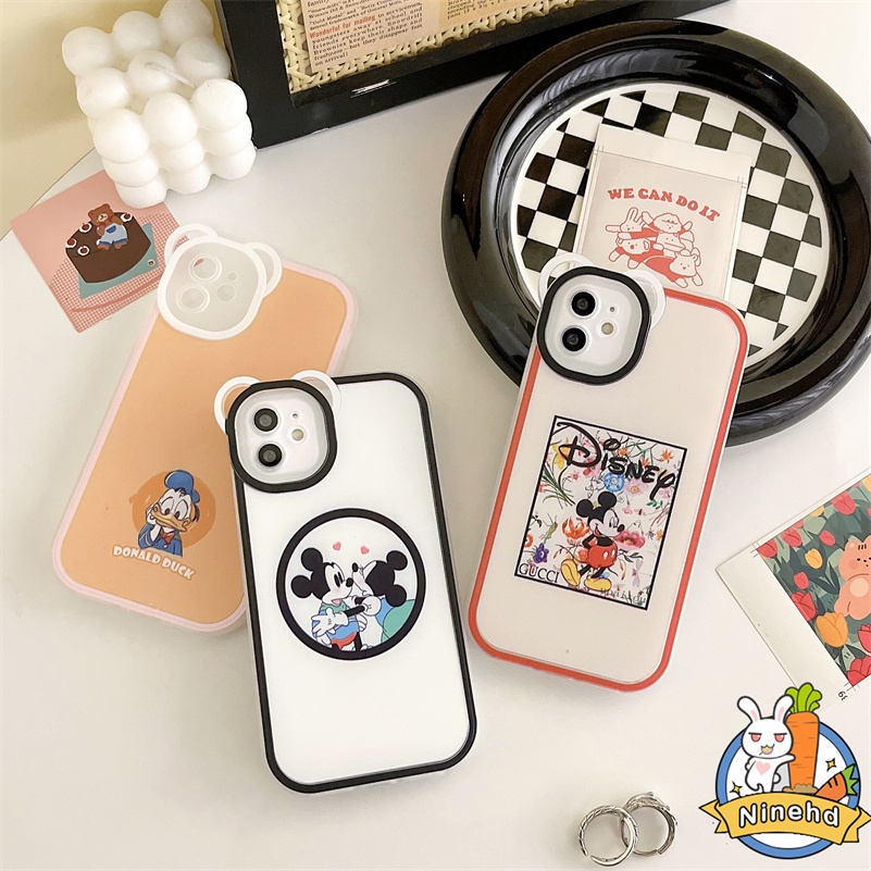 IPHONE Casing Kompatibel Untuk Iphone14 13 12 11 Pro Max X Xr Xs Max SE 8 7 6 6s Plus Kartun Mickey Mouse Simple Phone Case Bening Lembut Pelindung Lensa Bumper Shockproof Cover Pelindung