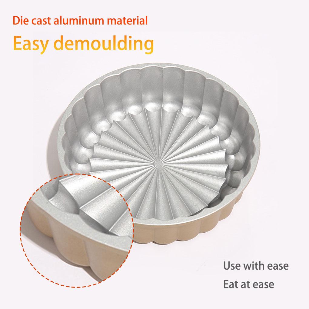 Aluminium Alloy Cetakan Kue Diecast DIY Stylish Bulat Non-stick Pengganti Rumah Dapur Bakery Kue Roti Mold