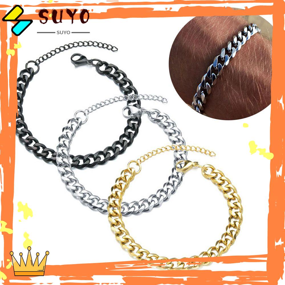 Gelang Pria SUYO Hadiah3Per5/7mm Rantai Lebar Pria Anti Karat