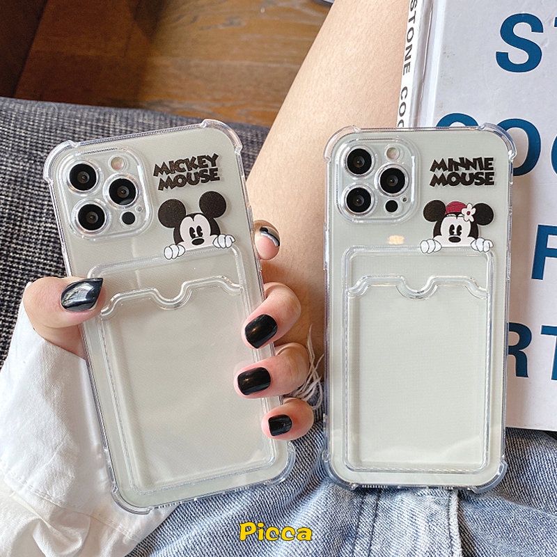 Case Untuk Samsung A04 A14 A12 A04E A50 A32 A13 A52 A22 A33 A53 A50s A20 A30 A73 A71 A51 A23 F22 A52s A72 A02s A03s A02 A03 S22 A30s A10s Cute Minnie Mickey Card Holder Soft Cover