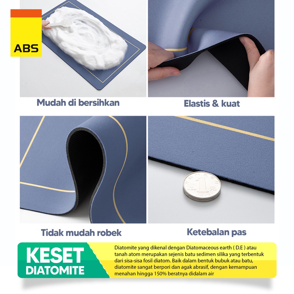 PROMO!!! ABS Keset Diatomite Bundar / Keset Kaki Anti Bau Nyerap Air Anti Bakteri / Keset Batu Kamar Mandi