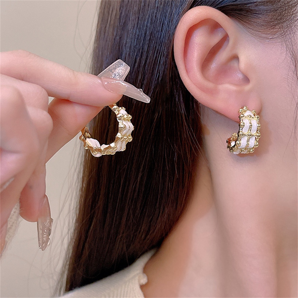 Anting Stud Mewah Berbentuk C Untuk Wanita Ins Style Designer Ear Studs Perhiasan Fashion