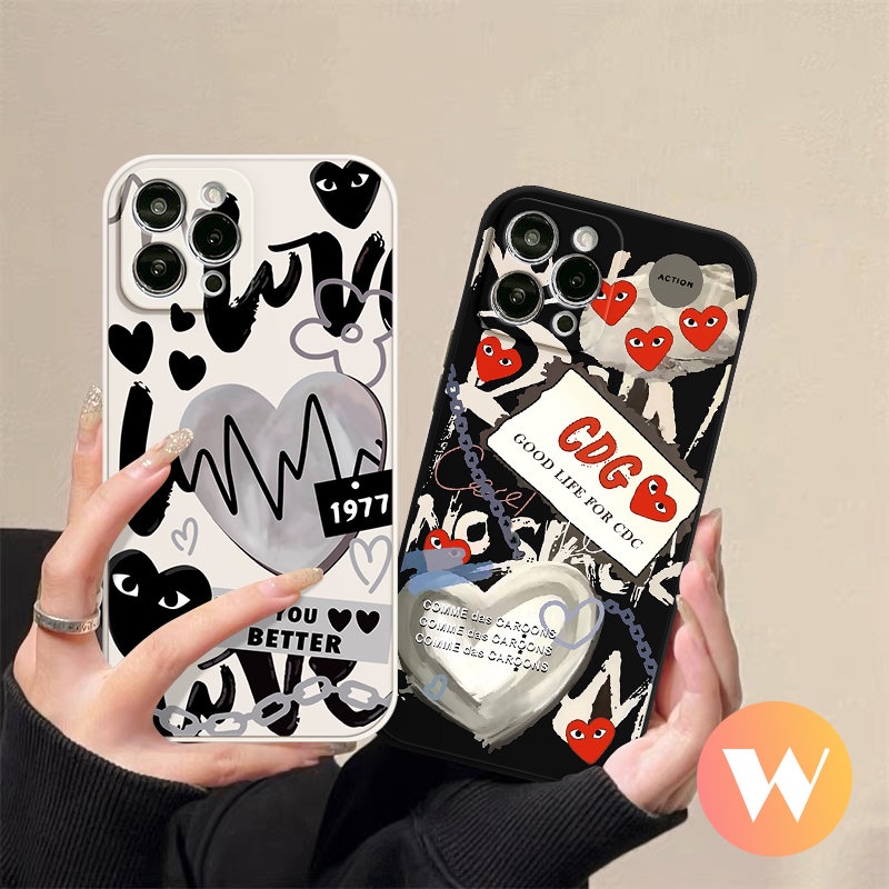 Comme des Garcons Love Heart Casing Infinix Smart 5 4 6 Plus Hot 9 10 12 11 Play Hot 20 9 11 12i 8 11 11s 10t 10Lite 12 20s 10s Note 12 G96 8 12pro 12 2023 Straight Edge Soft Case