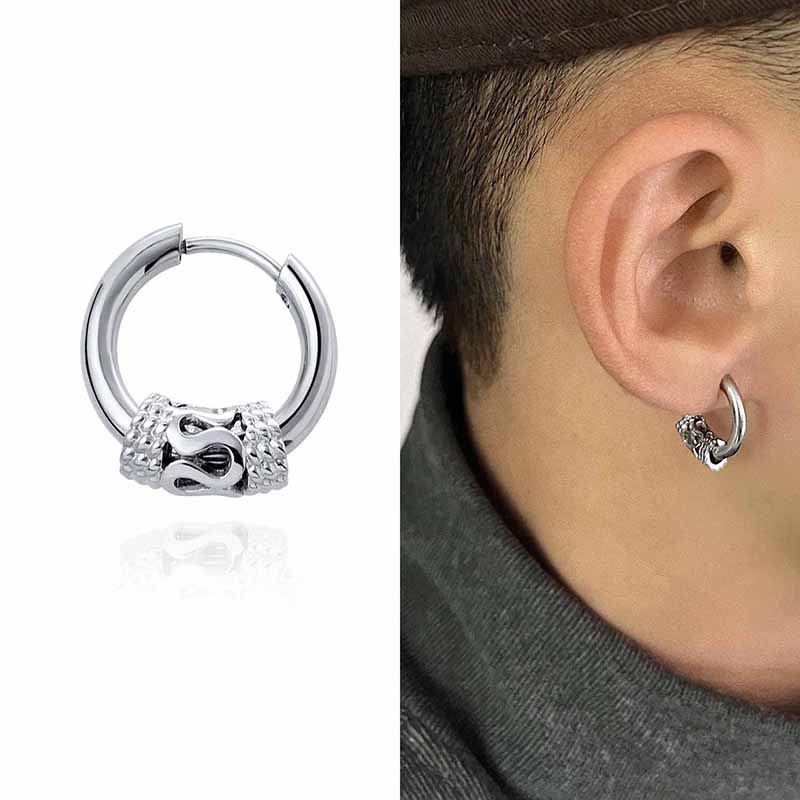 Single Eropa Amerika Fashion Pria Unik Anti Karat Jalan Hip-Hop Anting Bulat