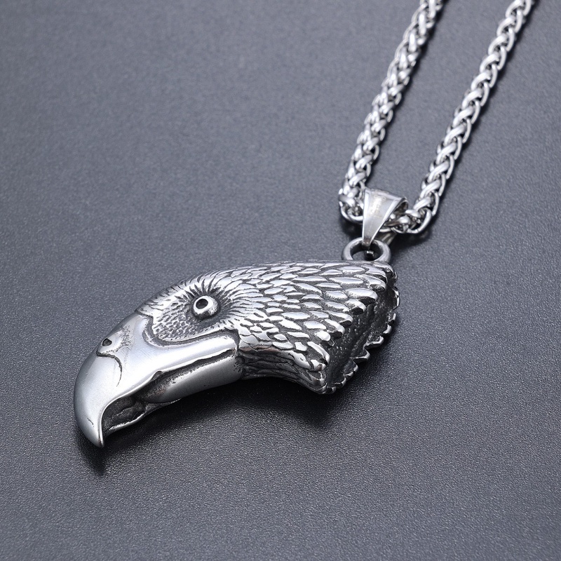 [Z H Perhiasan] Vintage Eagle Hip Hop Stainless Steel Liontin Pria Dan Wanita Fashion Kalung Punk Pesta Rock Baja Titanium Perhiasan Aksesoris