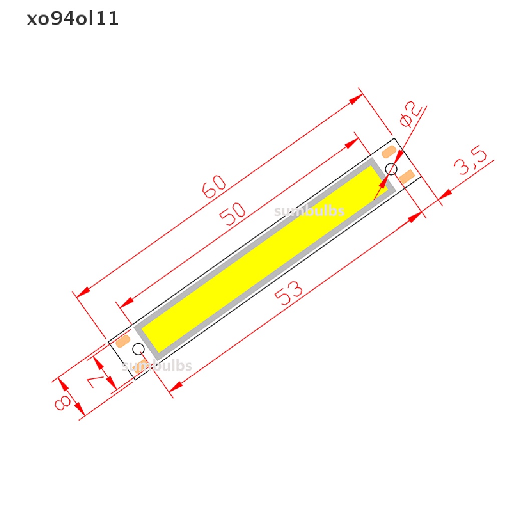 Xo Hot sale 3V 3.7V DC 60mm 8mm LED COB Strip 3W Hangat Dingin Putih Biru Merah COB LED Sumber Cahaya Untuk DIY Sepeda Kerja Lampu OL