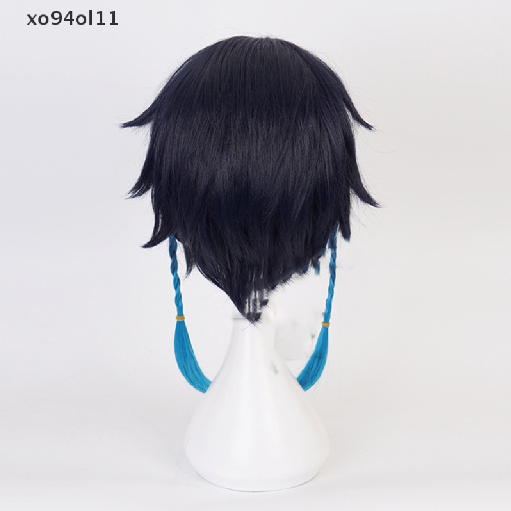 Xo Game Genshin Impact Venti Gradient Blue Cosplay Wig Braided Rambut Sintetis OL