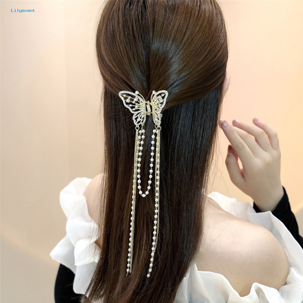 Lilyscent Klip Rambut Ringan Aksesoris Rambut Kupu-Kupu Realistis Lady Hairpin Bentuk Kupu-Kupu