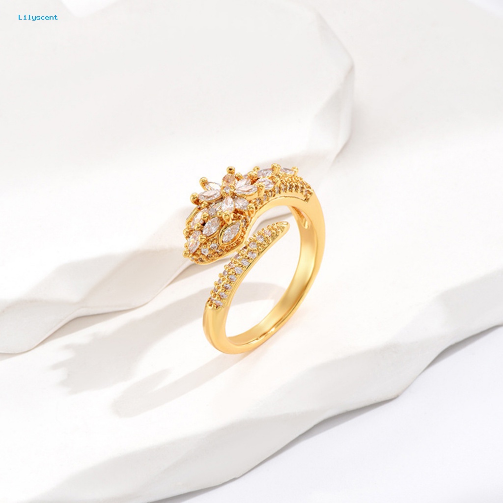 Lilyscent Cincin Kawin Anti Karat Fashion Perhiasan Wanita Pesona Jari Cincin Cubic Zirconia