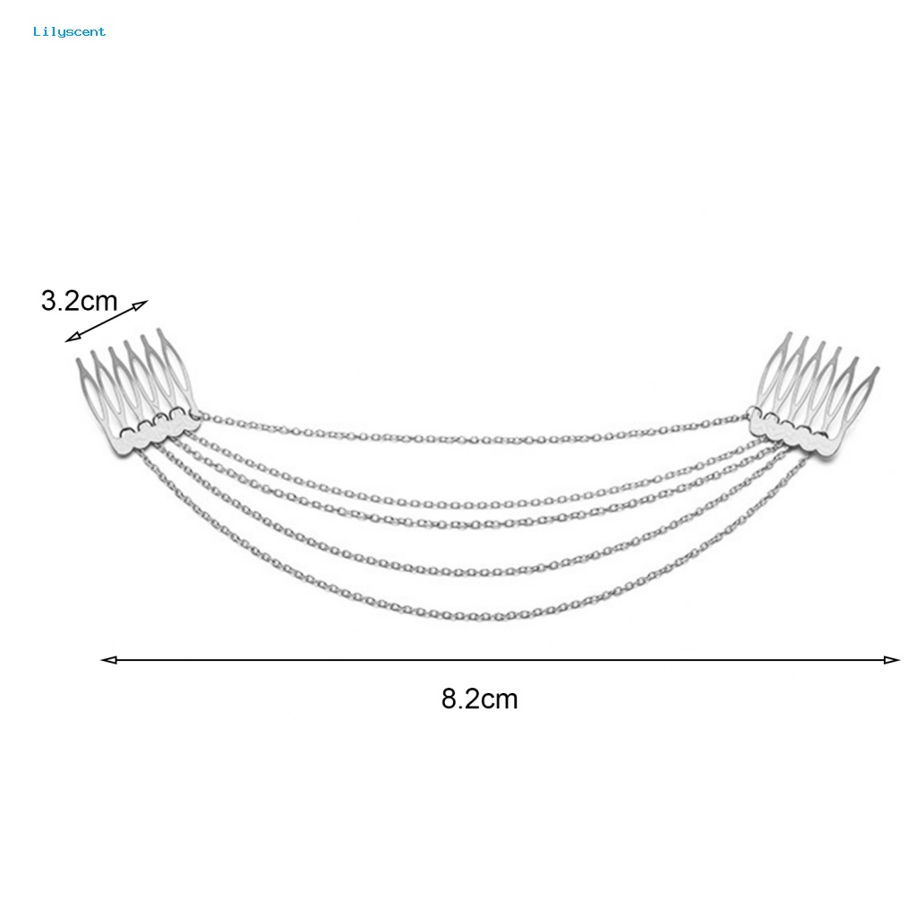 Lilyscent Tahan Aus Hiasan Kepala Rantai Perlengkapan Fotografi Rantai Rumbai Logam Sisir Rambut Ringan