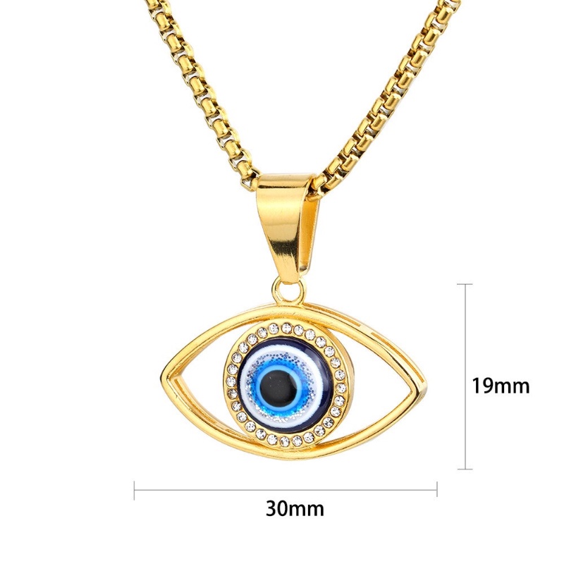 [Z H Perhiasan] Retro 18K Emas Disepuh Beruntung Mata Permata Liontin Fashion Pria Anti Karat Kalung Liontin Hip Hop Pesta Baja Titanium Perhiasan Aksesoris Grosir